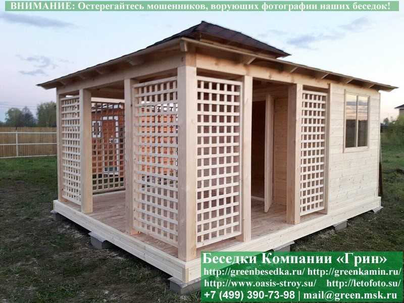 Японская, Китайская Беседка С Хозблоком Для Дачи 4х5  - 4