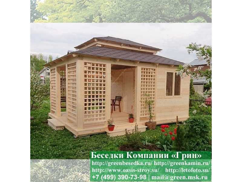 Японская, Китайская Беседка С Хозблоком Для Дачи 4х5  - 6