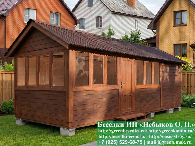 Застекленная Беседка С Хозблоком, Сараем Для Дачи 3х7  - 6