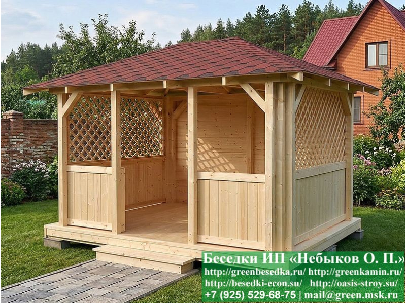 Закрытая летняя беседка для дачи, дома 3х4. Купить. Цены в Ярославле