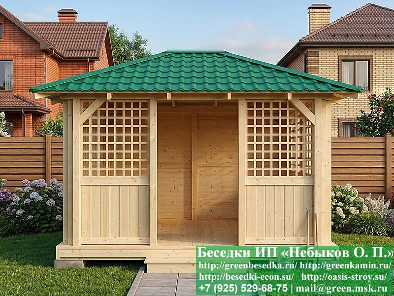 Закрытая летняя беседка для дачи, дома 3х4. Купить. Цены в Ярославле